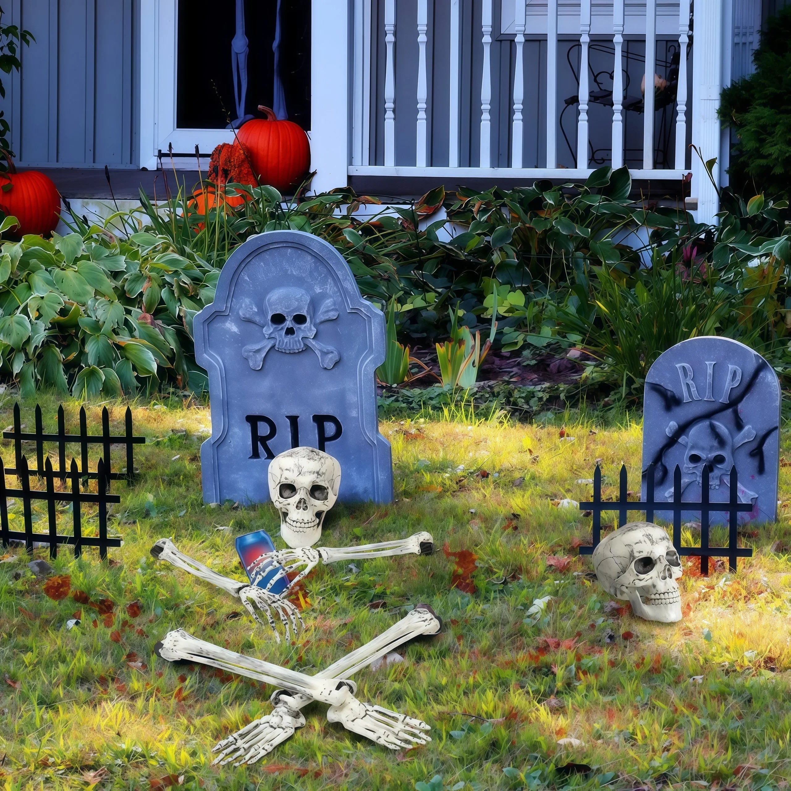 Halloween Skeleton Stake Decorations, Realistic Skeleton Arm Leg Bones, Spooky Yard Garden Halloween Decoration