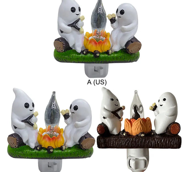 Ghost Campfire Flickering Nightlight Faux Campfire Night Light Spooky Fire Marshmallow Night Light Halloween Decorations