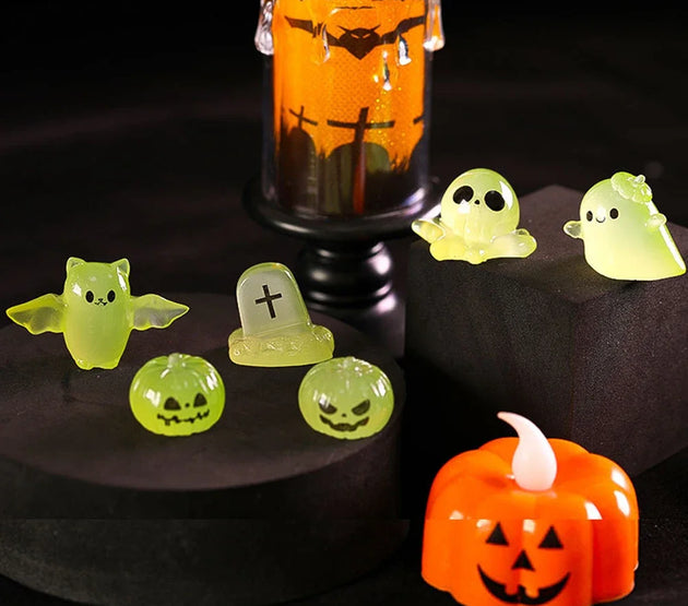 Luminous Micro Landscape Halloween Pumpkin Ghost Ornaments DIY Kit Resin Decoration Outdoor Patio Lawn Yard Garden Accessories