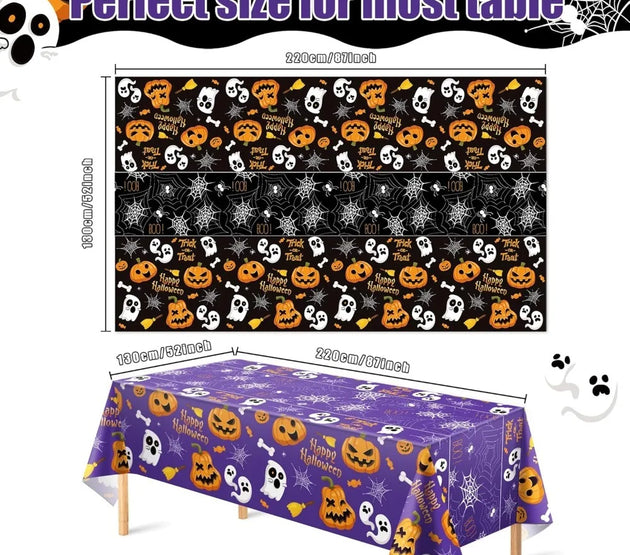 Halloween Decorations - Disposable Plastic Halloween Tablecloth | Halloween Party Decorations Favors Supplies for Table Decor In