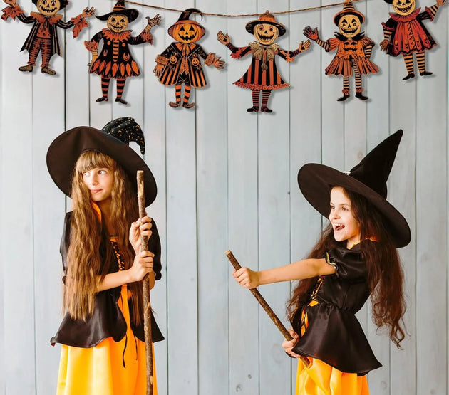 2d Halloween Wooden Hanging Ornaments Retro Pumpkin Ghost Horror Bunting Decoration Festival Spooky Atmosphere Props