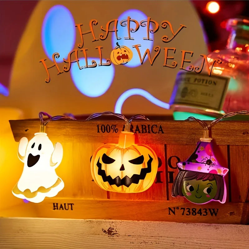1PC 10/20 LED Halloween Battery Box String Lights,Without Battery Cute Shape Lights 2025 Home Indoor Garden Holiday Party Decor