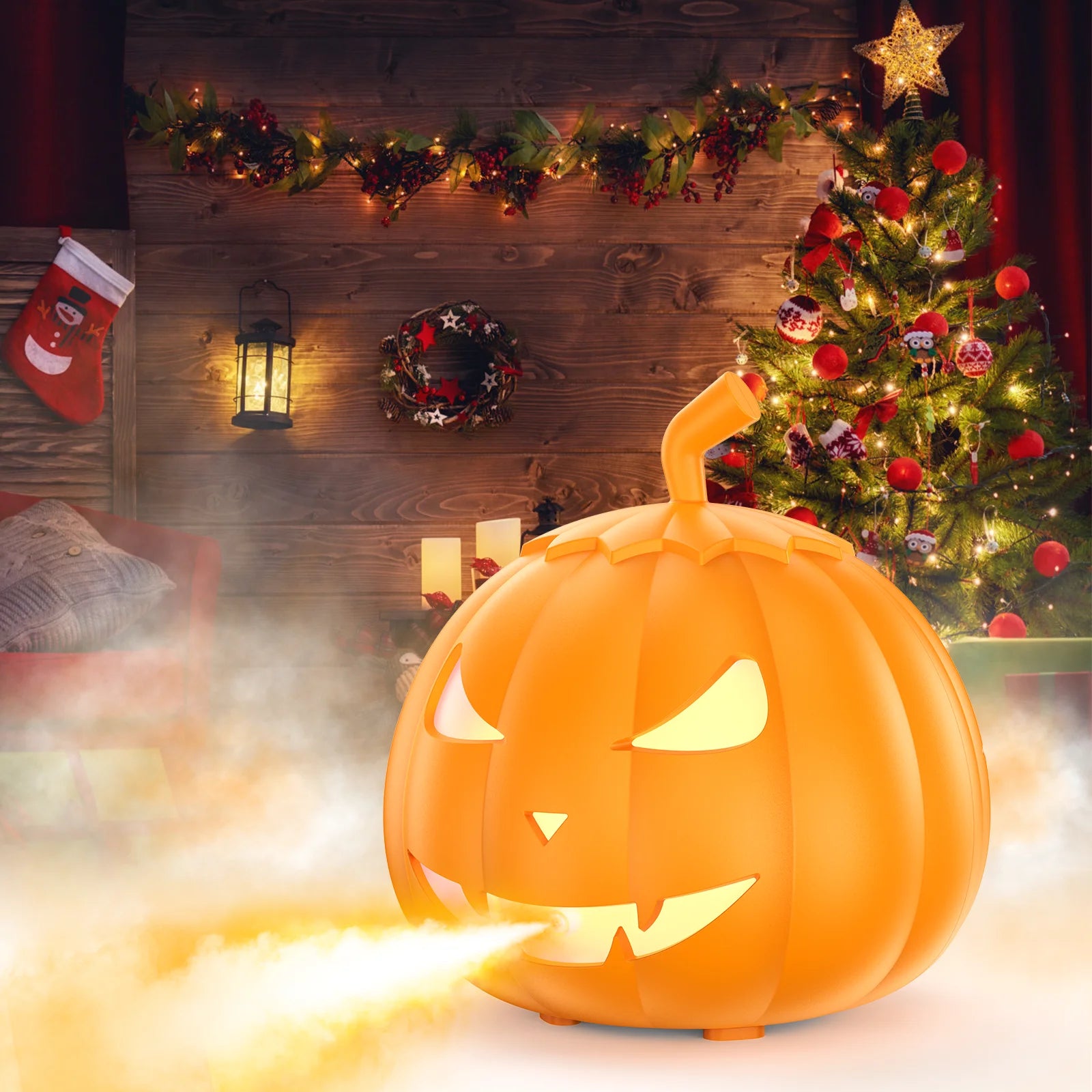 Fieryzeal 800W Fog Machine Halloween Decoration Pumpkin Smoke Machine with Remote Control RGB LED Light Halloween Maker Fogger