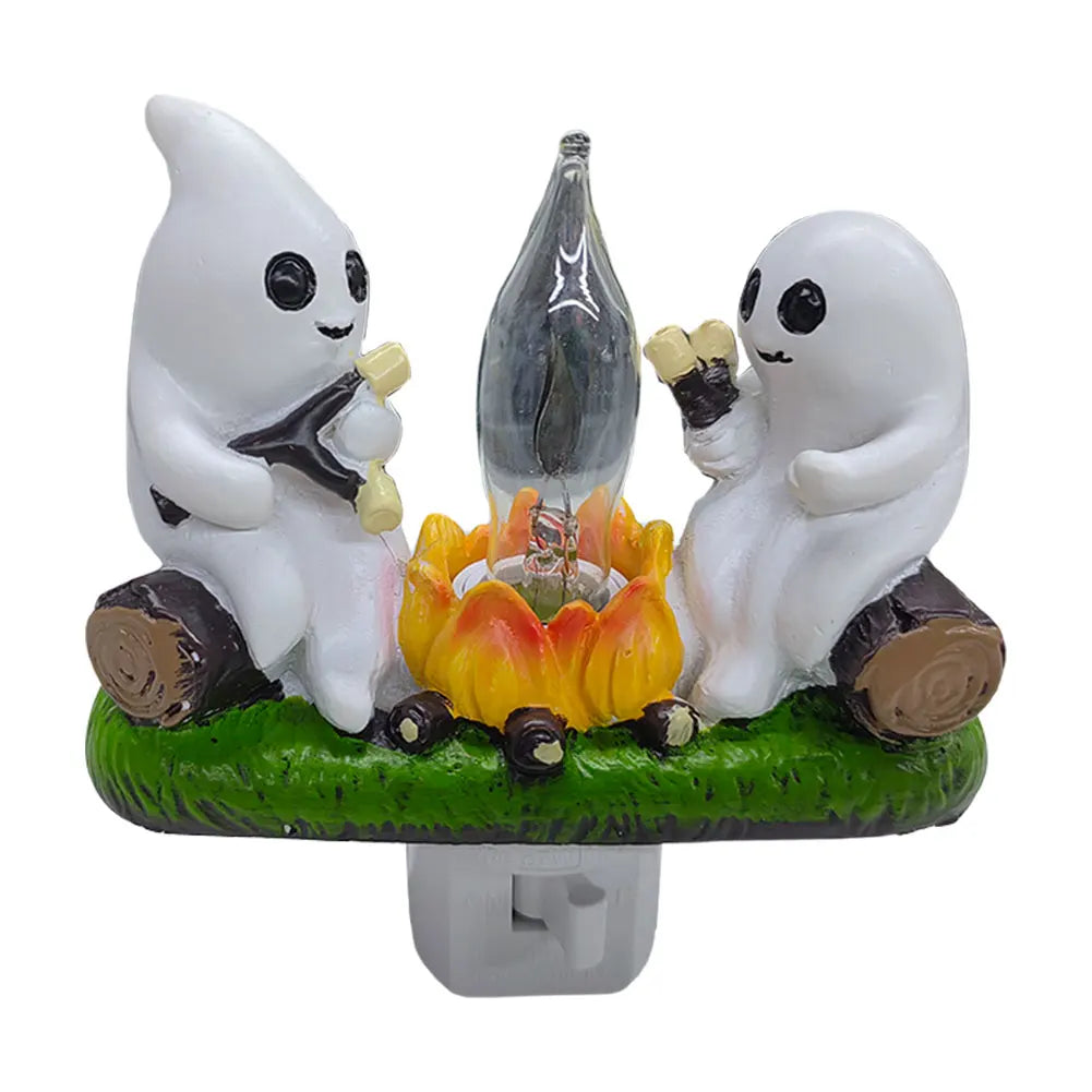 Ghost Campfire Flickering Nightlight Faux Campfire Night Light Spooky Fire Marshmallow Night Light Halloween Decorations