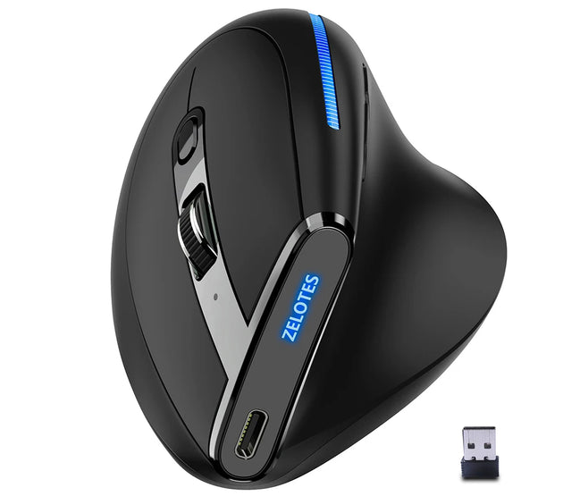 ZELOTES Ergonomic Vertical Mouse 2400 DPI Adjustable F-36A Wireless Rechargeable Mice Desktop Computer Accessories