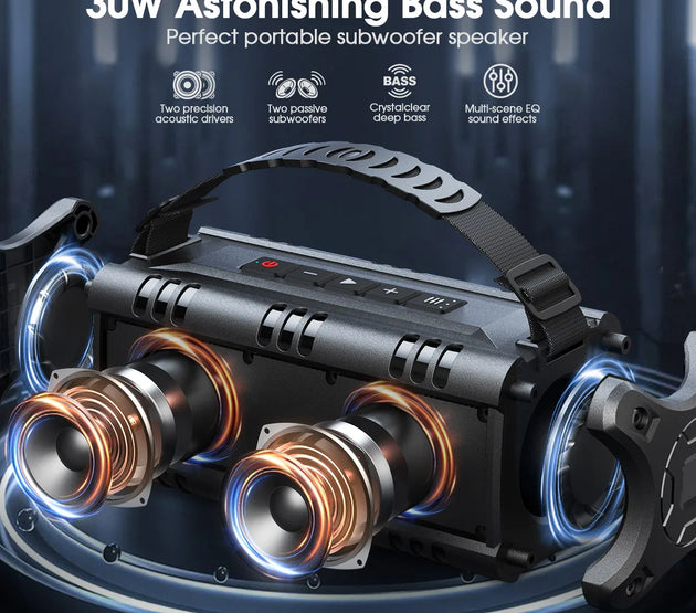W-KING Bluetooth Speaker, 30W Portable Wireless Loud Speakers, IPX6 Waterproof Outdoor Speaker, 24H Playtime, EQ, AUX, TF Card