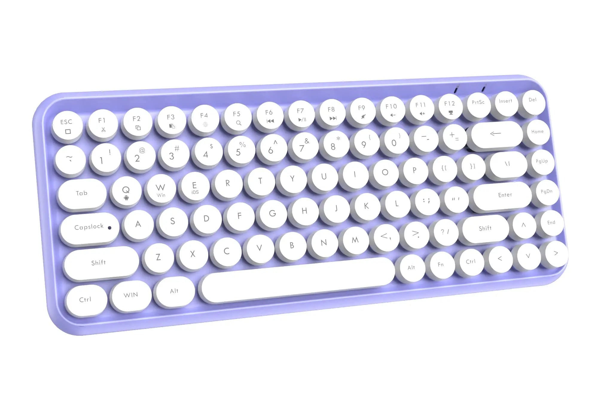 FELICON Wireless Bluetooth Keyboard, Mini Portable 84-Key Typewriter Retro Round Keycaps Keyboard,Compatible with Android, Win