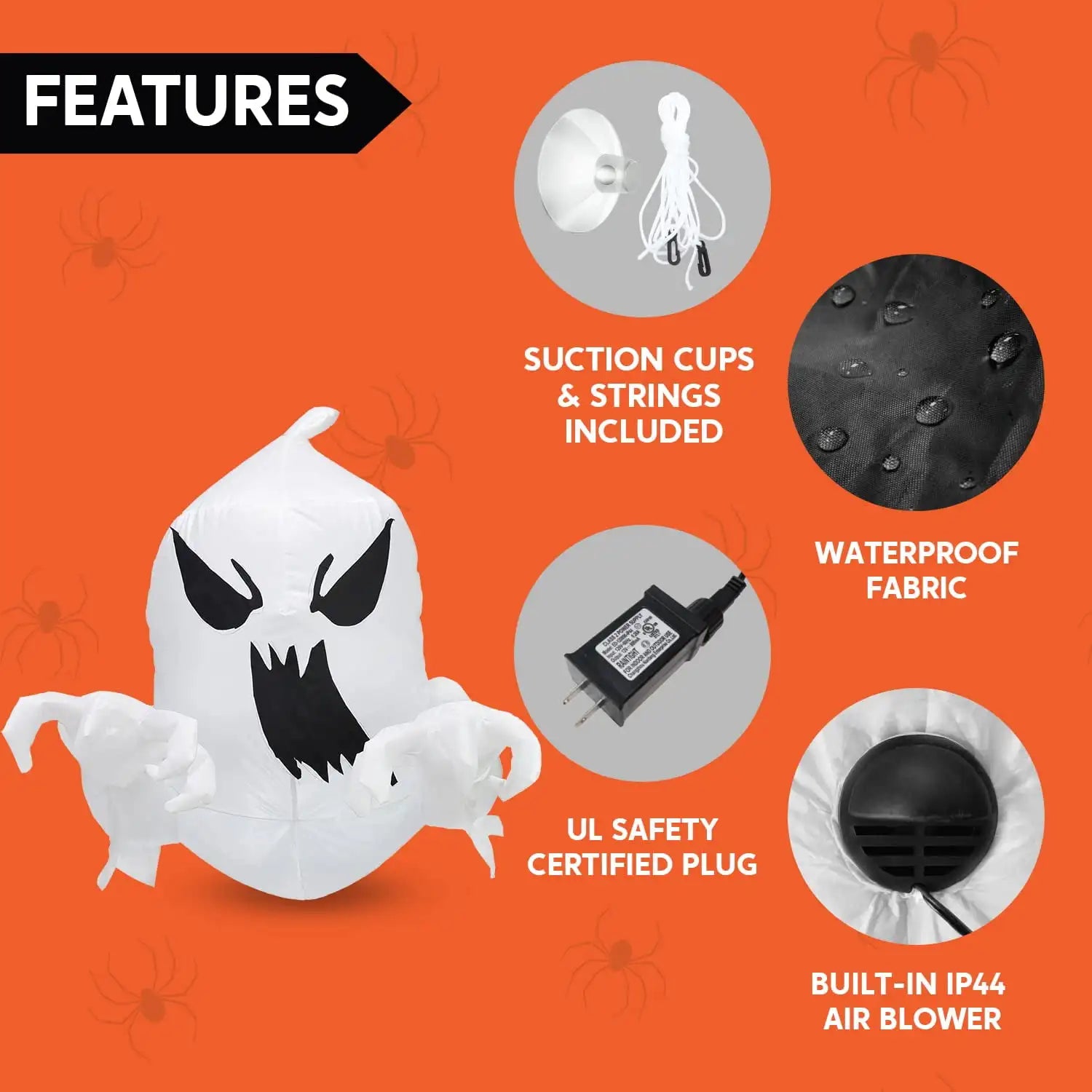 Joyfy 4.5FT Halloween Inflatable Decoration Outdoor Scary Flying Ghost Broke Out from Window with Built-in LED Blow Up Inflatabl