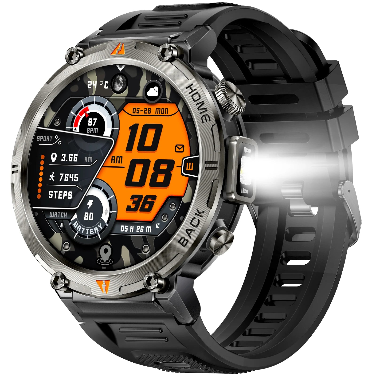 EIGIIS KE3 Smart Watch 3ATM Waterproof Original Design For Men Bluetooth Call Health Monitor With Flashlight 100+ Sports Modes