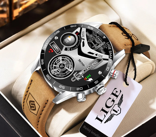 LIGE Brand Smartwatch For All Smartphone Connections AMOLED Screen Watch Men Smart Watch Waterproof Smartband HD Bluetooth Call