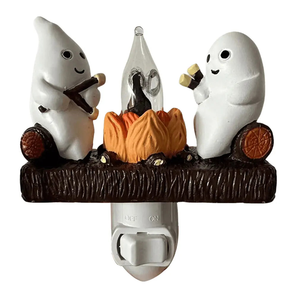 Ghost Campfire Flickering Nightlight Faux Campfire Night Light Spooky Fire Marshmallow Night Light Halloween Decorations
