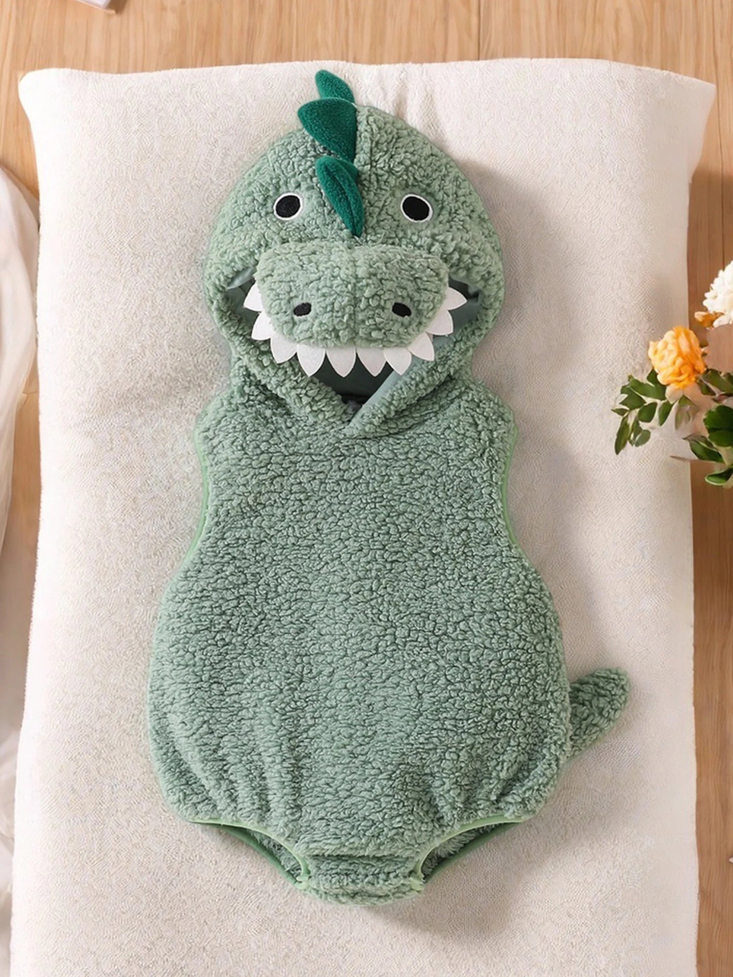 Toddler Halloween Dragon Costume Soft Sleeveless Hooded Jumpsuit Dress-up Outfit Funny Party Apparel for Kids
