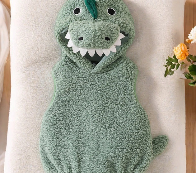 Toddler Halloween Dragon Costume Soft Sleeveless Hooded Jumpsuit Dress-up Outfit Funny Party Apparel for Kids