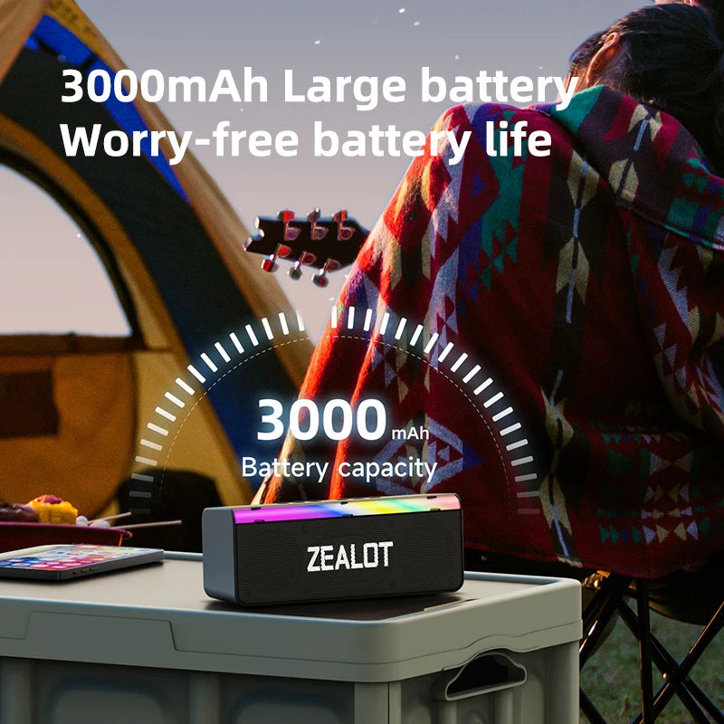Zealot-S72 Outdoor Bluetooth Speaker 20W Superior Sound and Bass Music Sound Box IPX6 Waterproof 10H Playtime Portable Speaker