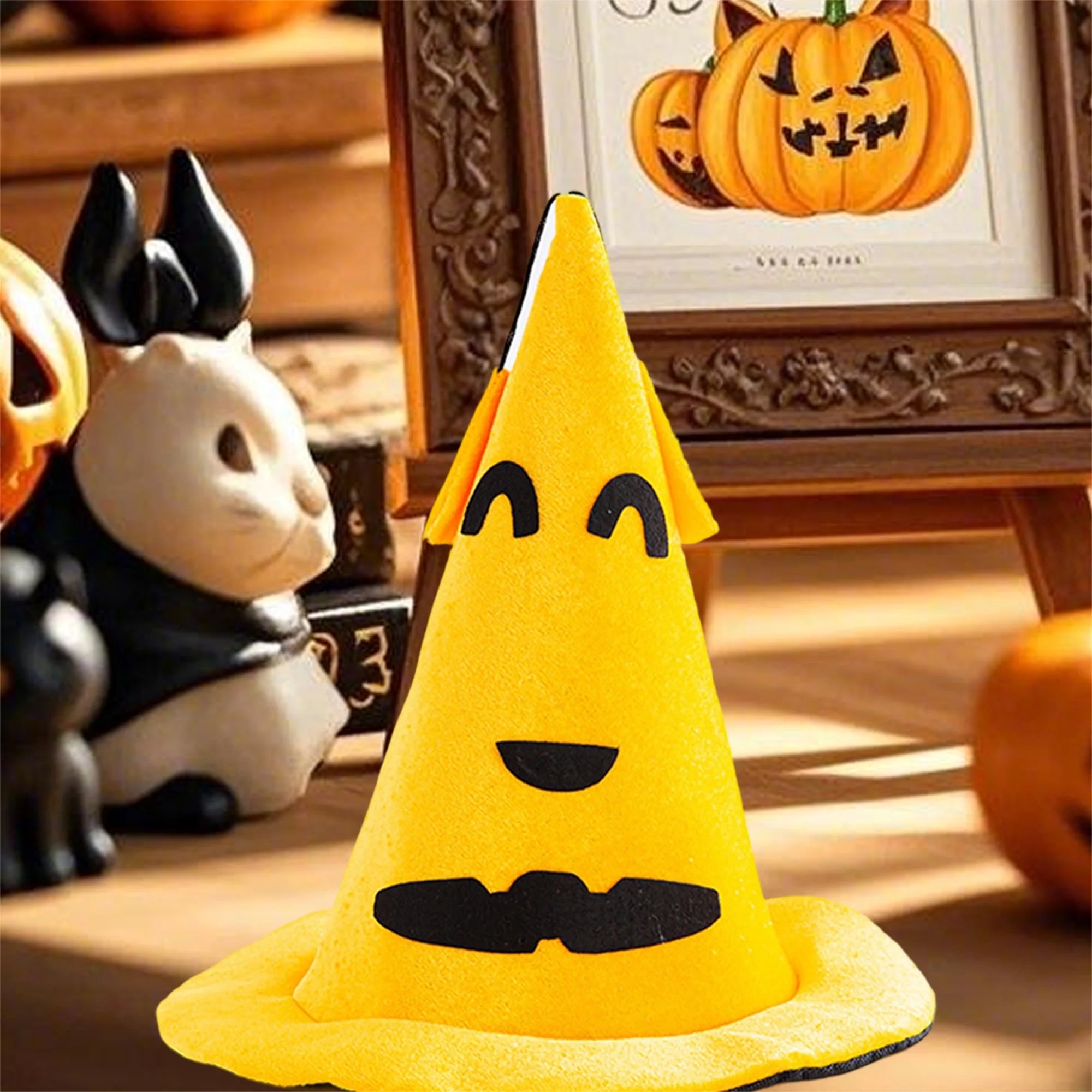 Elegant Halloween Witch Hat with Spooky Spider Web Design and Pointed Brim for Adults Costume Party Accessory