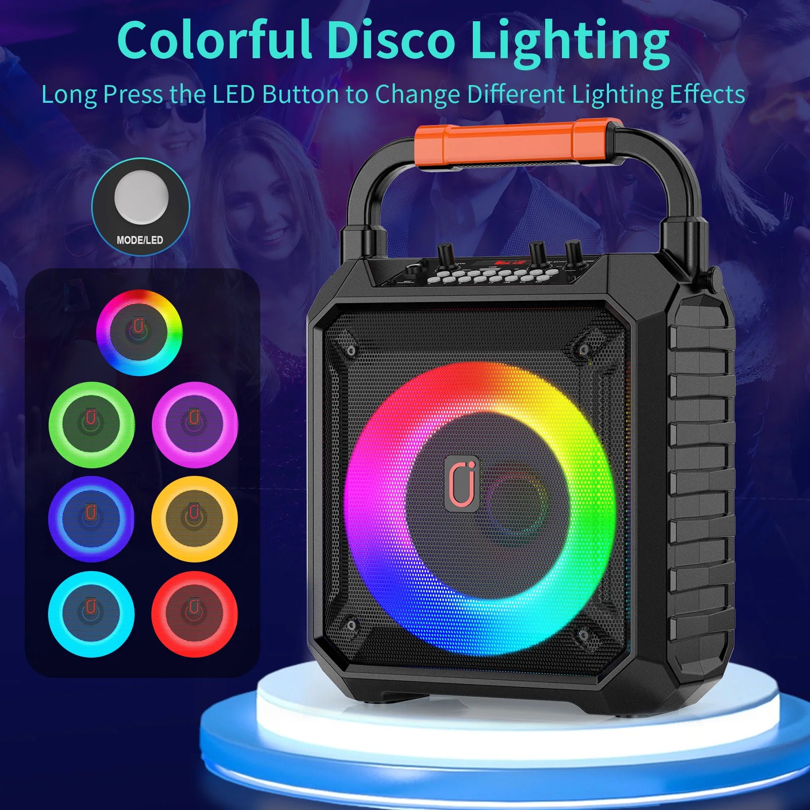 T17-T Wireless Bluetooth Speaker, Karaoke Machine with 2 Microphone, Home Karaoke System with LED Party Light