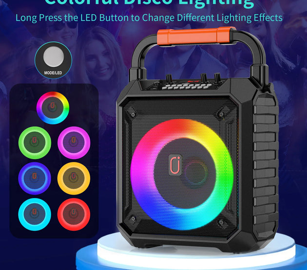 T17-T Wireless Bluetooth Speaker, Karaoke Machine with 2 Microphone, Home Karaoke System with LED Party Light