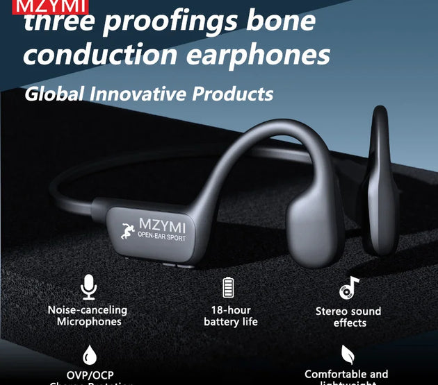 MZYMI Neckband Bluetooth 5.4 Headphones A28 TWS Wireless Earphones Bone Conduction Sports Waterproof Headset ENC Noise Reduction