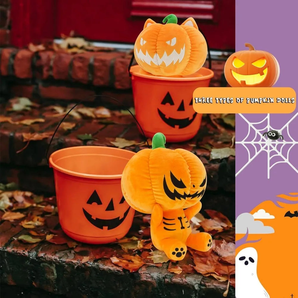 Cute Halloween Pumpkin Head Plush Toy - Glow-in-The-Dark Super Soft Pumpkin Doll for Halloween Decoration and Gift