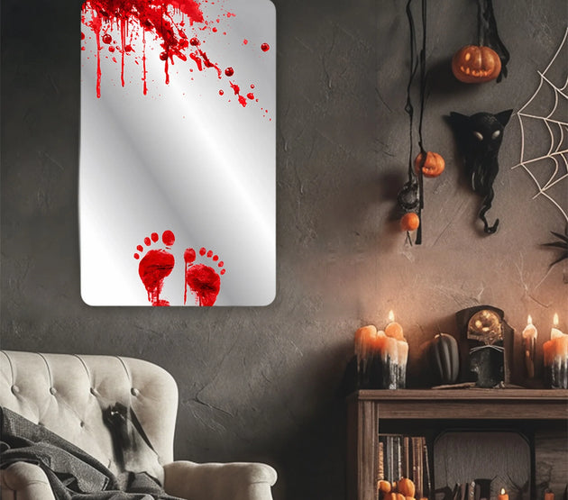 Halloween Decorations Wall Decals Scary Zombie Handprint Footprint Mirror Sticker Set for Party Supplies and Haunted House