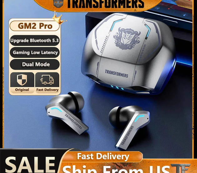 Ship From US Transformers TF-T06 Bluetooth Earphones Gaming Headset Low Latency with Mic Headphones HD Call Wireless Earbuds