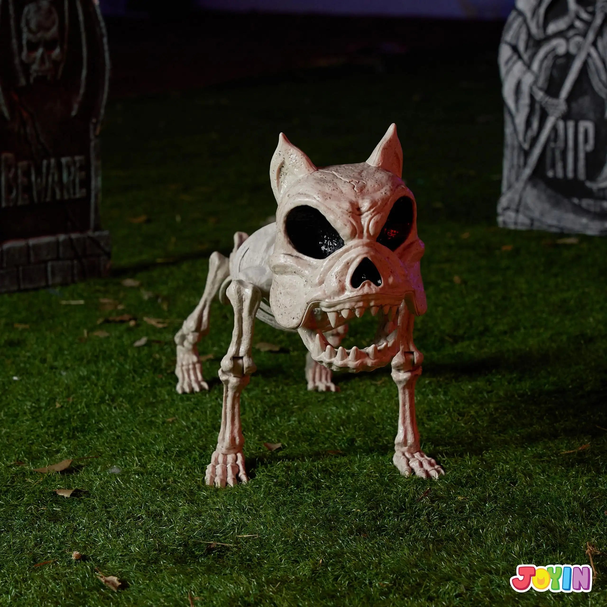 Joyfy 16 Inch Halloween Skeleton Dog Skeleton Pose-N-Stay Plastic Skeleton Bones for Hallowmas Decoration Haunted House Party