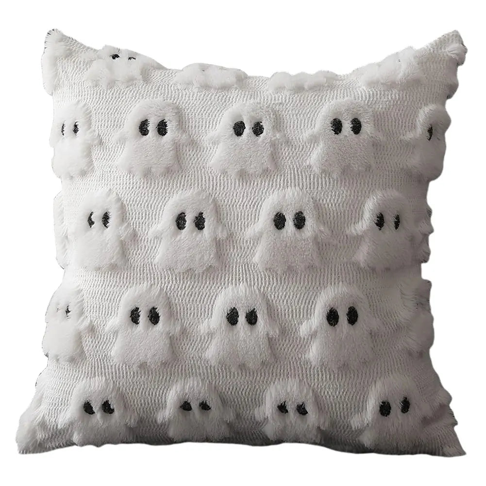 Halloween Ghost Pumpkin Pillowcase Washable Plush Faux Fur Pillowcase Ghost&Pumpkin Pillow Cover for Home Party Pumpkin Decor