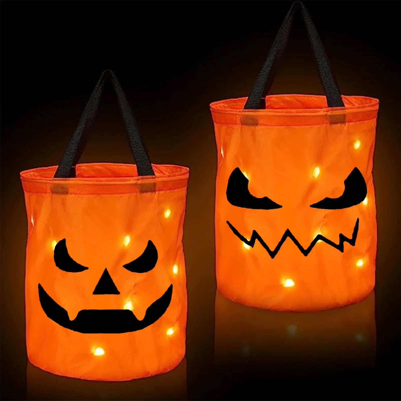 Halloween Handheld LED Lighting Pumpkin Bag Decoration Supplies Handbag Halloween Decoration Candy Bags