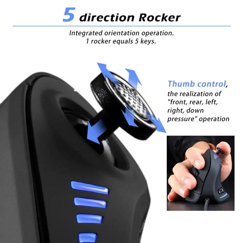ZELOTES C-18 11 Buttons USB Wired 10000DPI RGB Optical Gaming Vertical Mouse