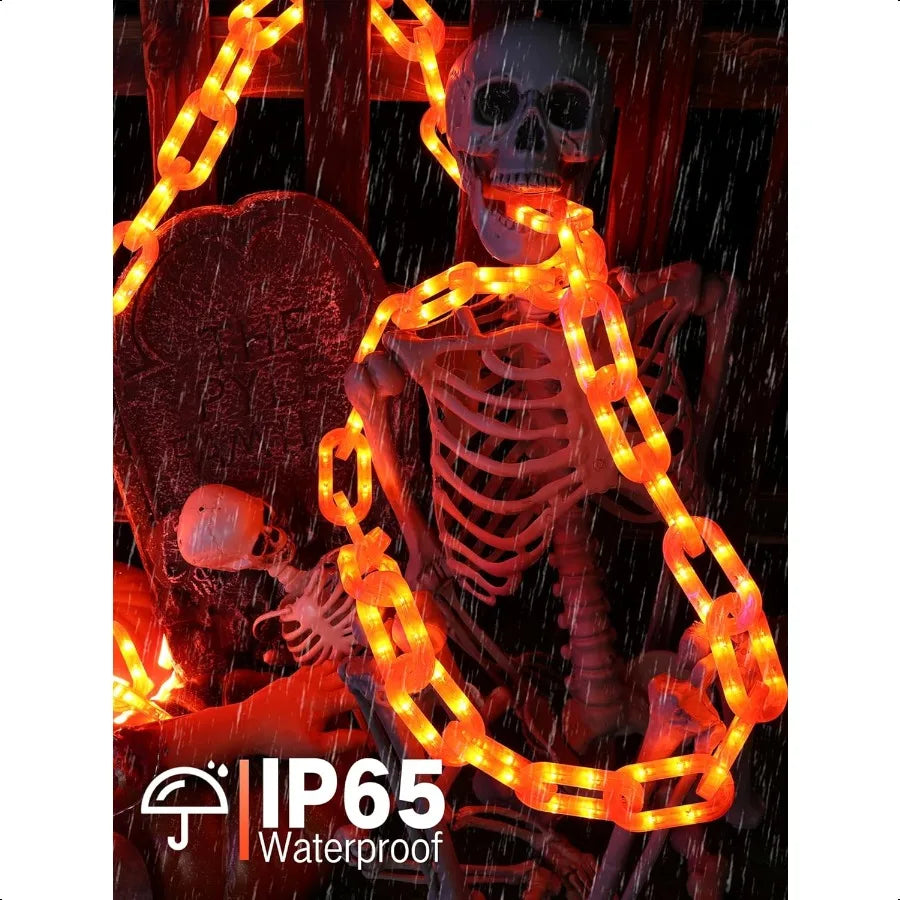 Halloween Decorations Battery String Lights 10 Ft 160 LED Plastic Chain String Lights with Waterproof 8 Lighting Modes and Time