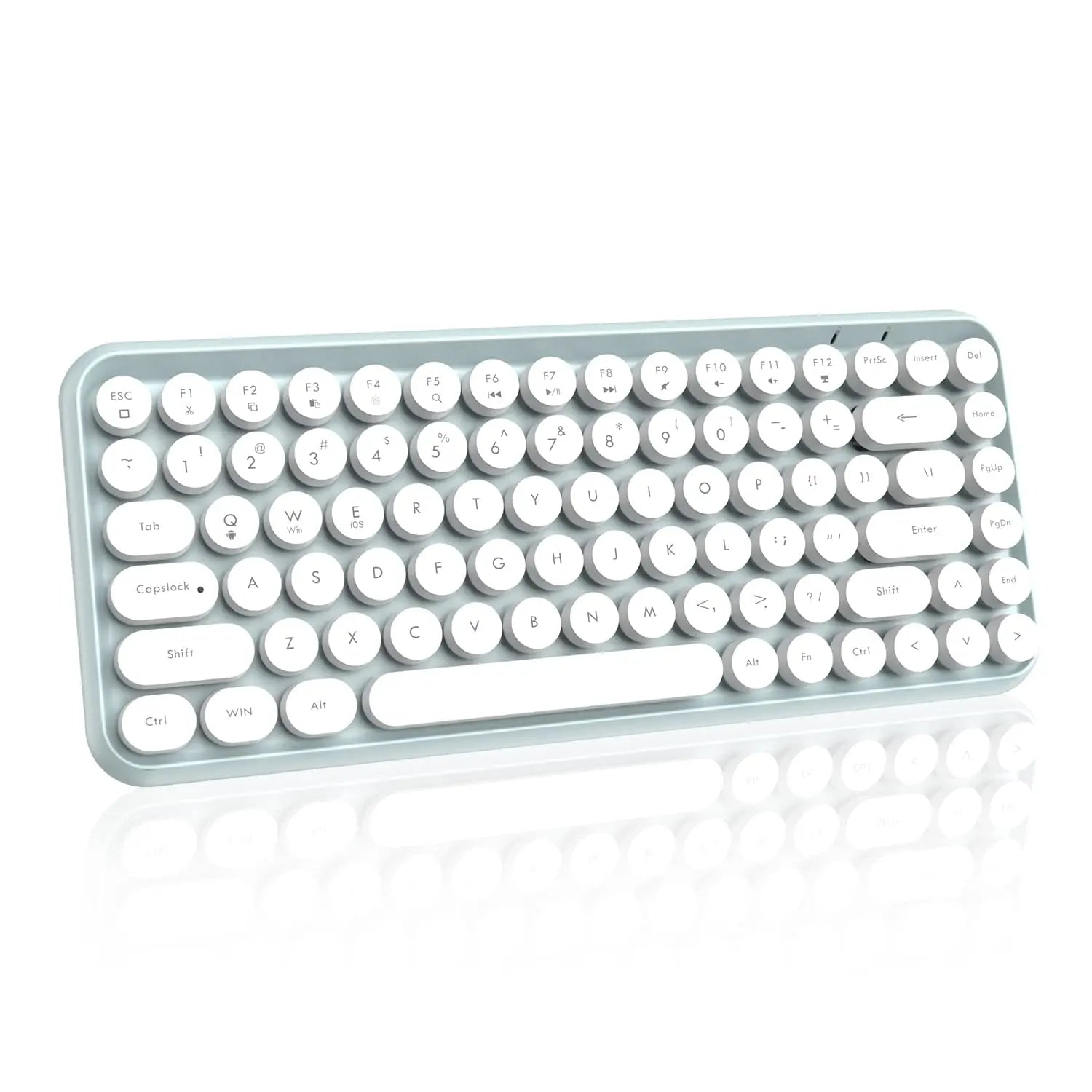FELICON Wireless Bluetooth Keyboard, Mini Portable 84-Key Typewriter Retro Round Keycaps Keyboard,Compatible with Android, Win