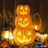 3 Stacked Halloween Pumpkin Lanterns Light Decor with 7 Color Cycle LED Light for Indoor Outdoor Festival Party Decoration Clas