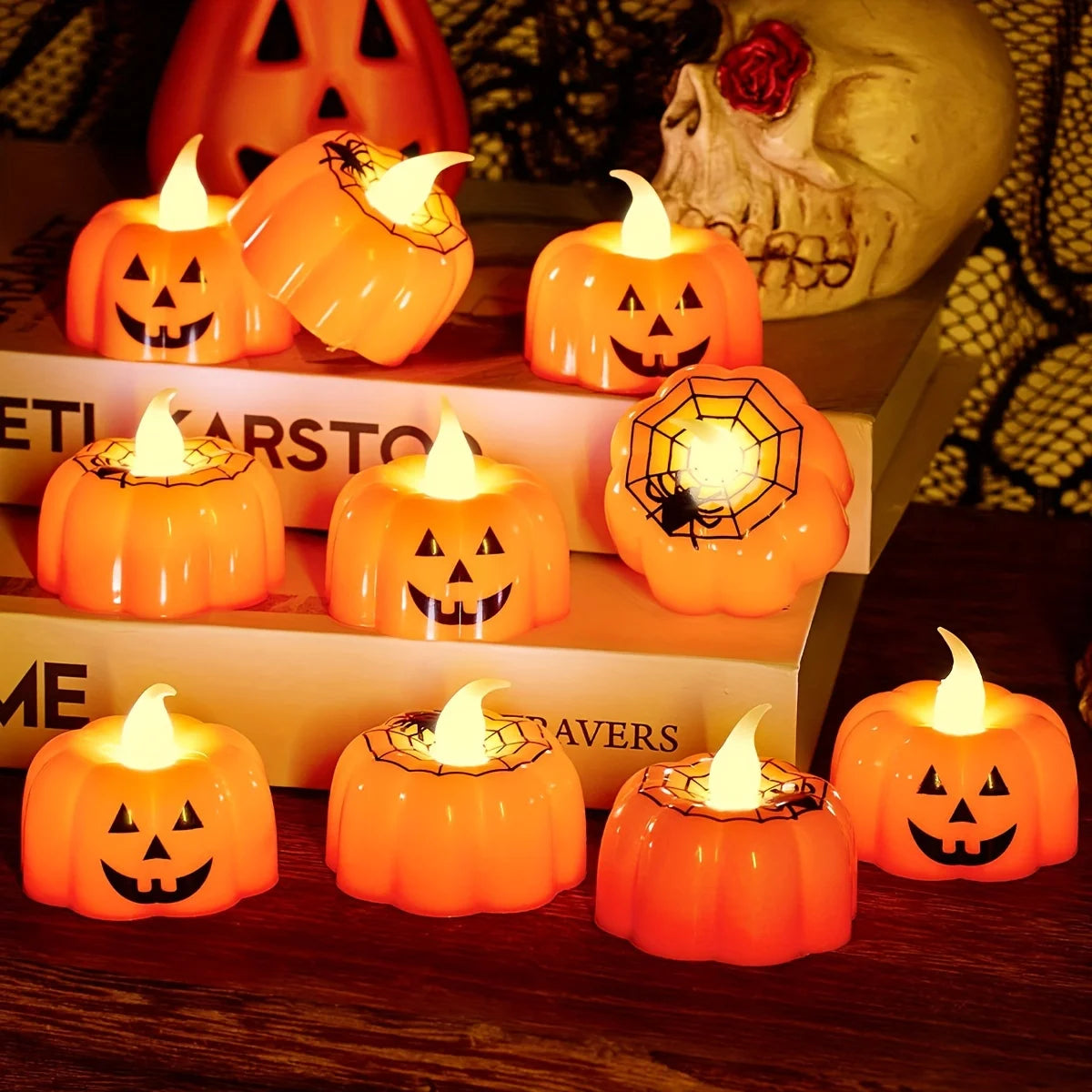 Halloween Candles with Lights: 2pcs, Pumpkin LED Candles, Perfect for Party Decoration and Haunted House Themes