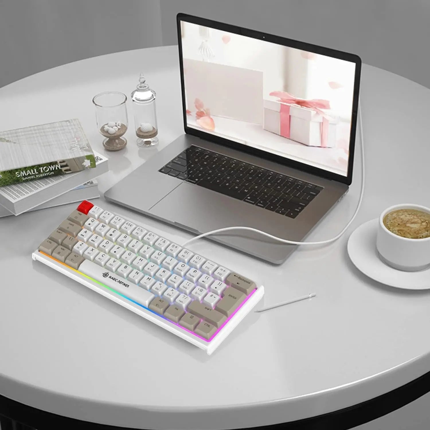 FELICON 60% Portable Mechanical Gaming Keyboard, 14 Chroma RGB Backlight, Dye-Sublimation Keycap, Type C Wired, Full Anti-ghosti