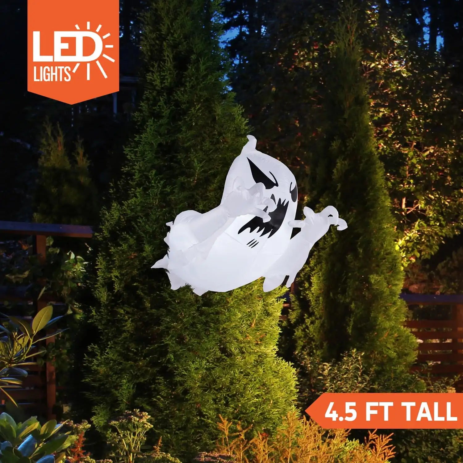 Joyfy 4.5FT Halloween Inflatable Decoration Outdoor Scary Flying Ghost Broke Out from Window with Built-in LED Blow Up Inflatabl