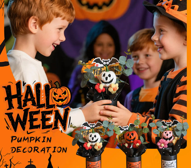 Halloween Handmade Crochet Flowers Artificial Bouquet Knitted Bouquet For Home Decoration Table Centerpiece Type Gift New