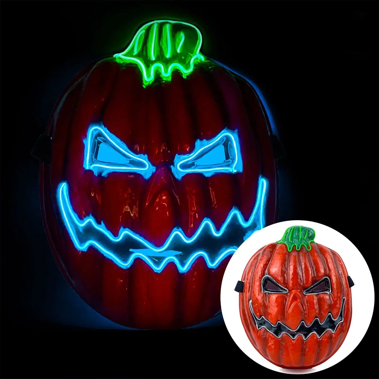 Halloween Funny Pumpkin Head Mask Led Luminous Horror Scary Mask Festival Role Play School Carnival Party Masquerade Full Face