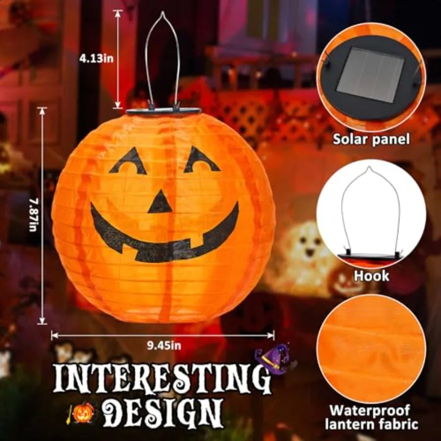 Halloween Decorations Outdoor Clearance Solar Jack O Lantern 2 Pack Fabric Handmade Hanging Pumpkin Lights and Starry Night Pum
