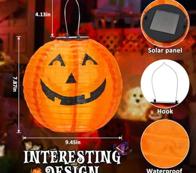 Halloween Decorations Outdoor Clearance Solar Jack O Lantern 2 Pack Fabric Handmade Hanging Pumpkin Lights and Starry Night Pum