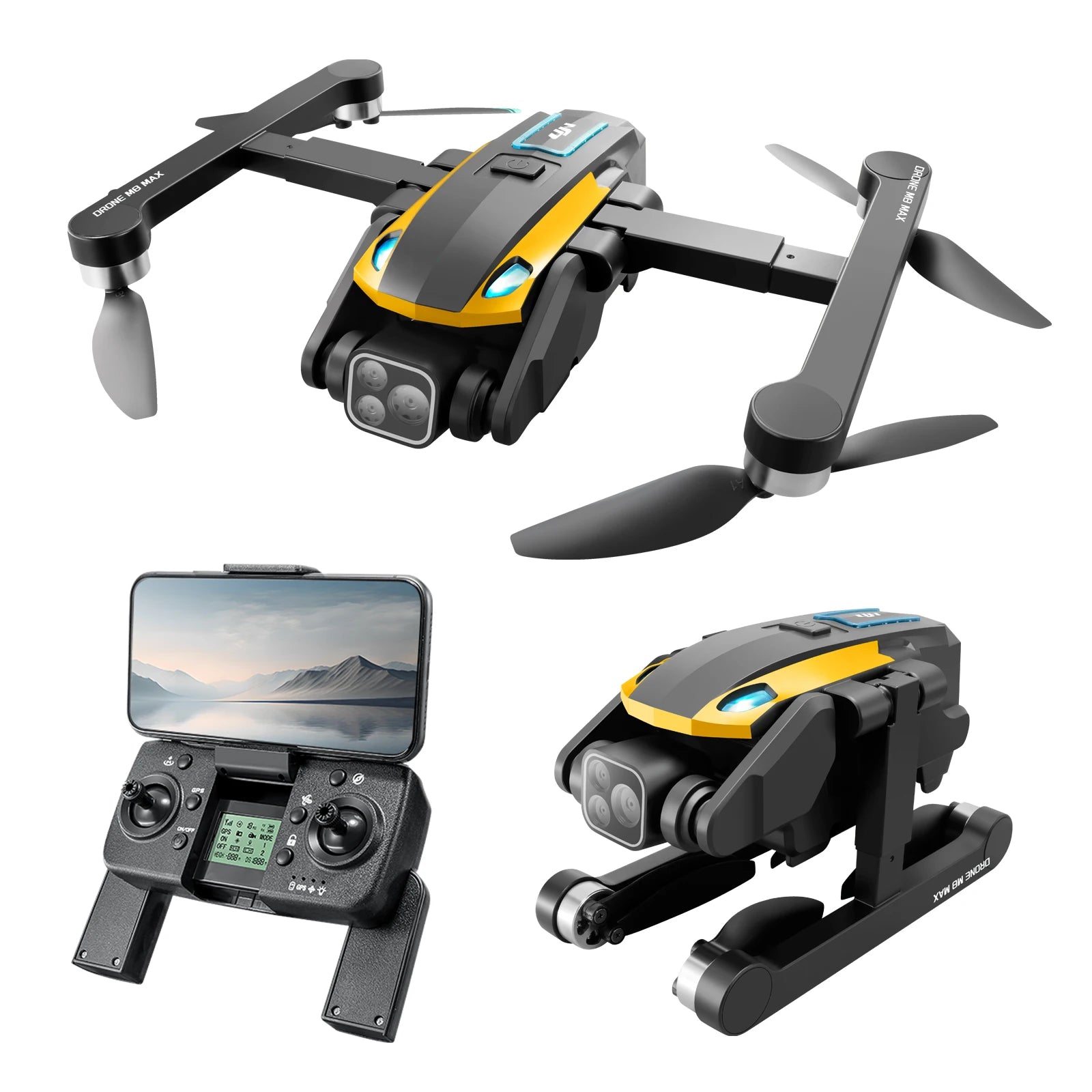 2024  GPS derone M8Pro RC Drone 4K Professinal With 1080P Wide Angle HD Camera Foldable Helicopter WIFI FPV Height Hold Gift Toy