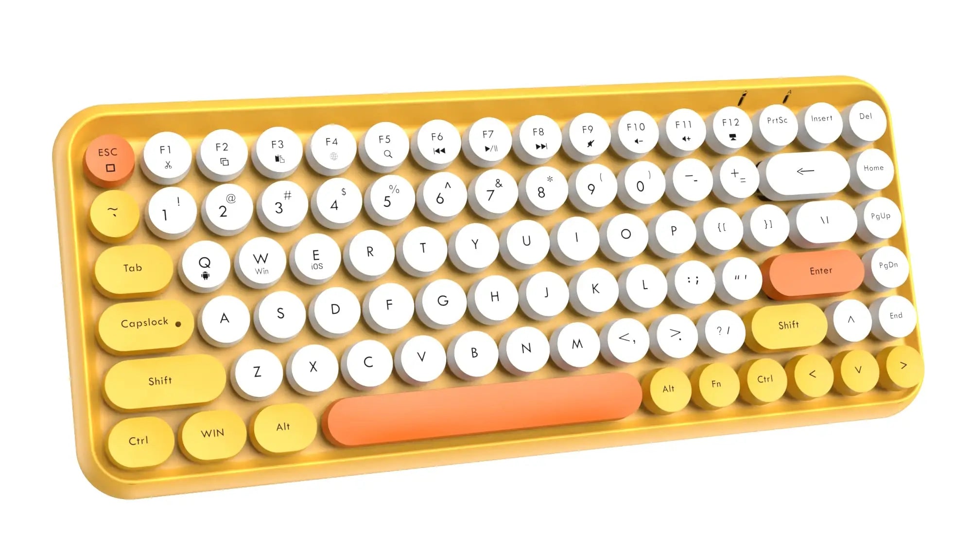 FELICON Wireless Bluetooth Keyboard, Mini Portable 84-Key Typewriter Retro Round Keycaps Keyboard,Compatible with Android, Win