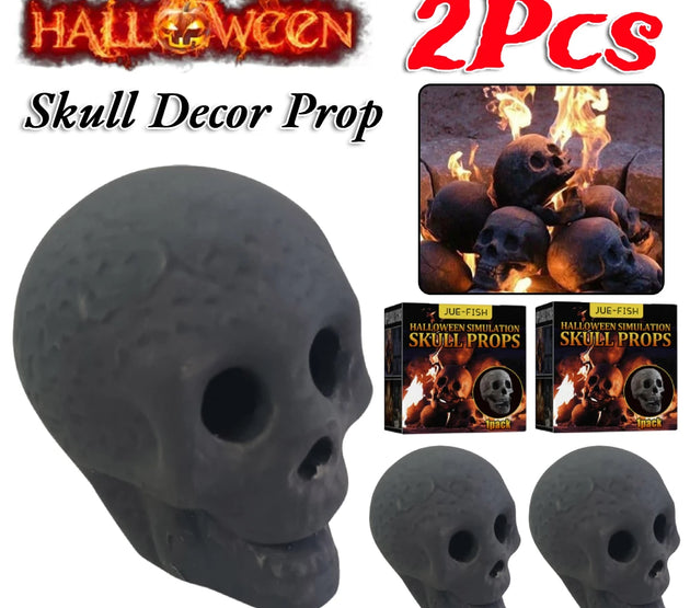 2Pcs Halloween Fireplace Skeleton Fireplace Burn Skeleton Festive Supplies Ceramic Fire Pit Skull Party Ornament Decor Prop Gift