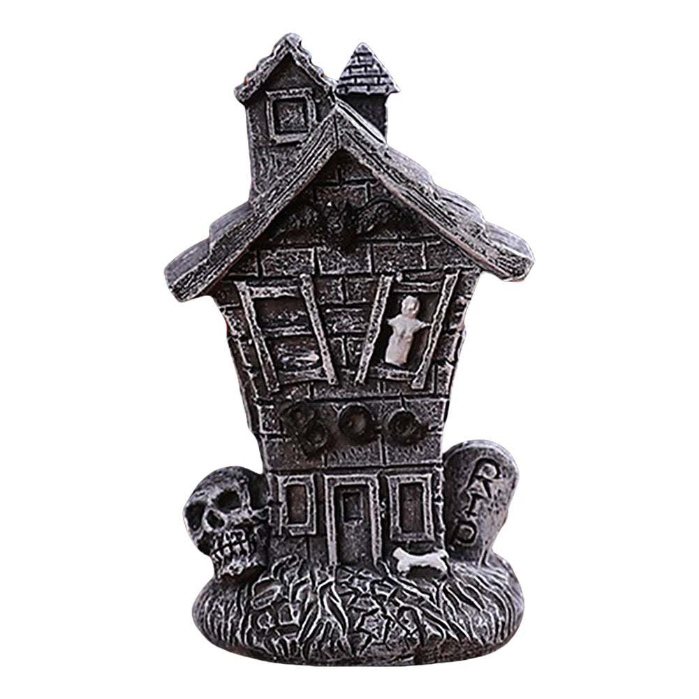 Halloween Spooky Miniature Statue Figurine Resin Mini Skull Ghost Decor Micro Skull Ghost Landscape for Haunted House Decoration